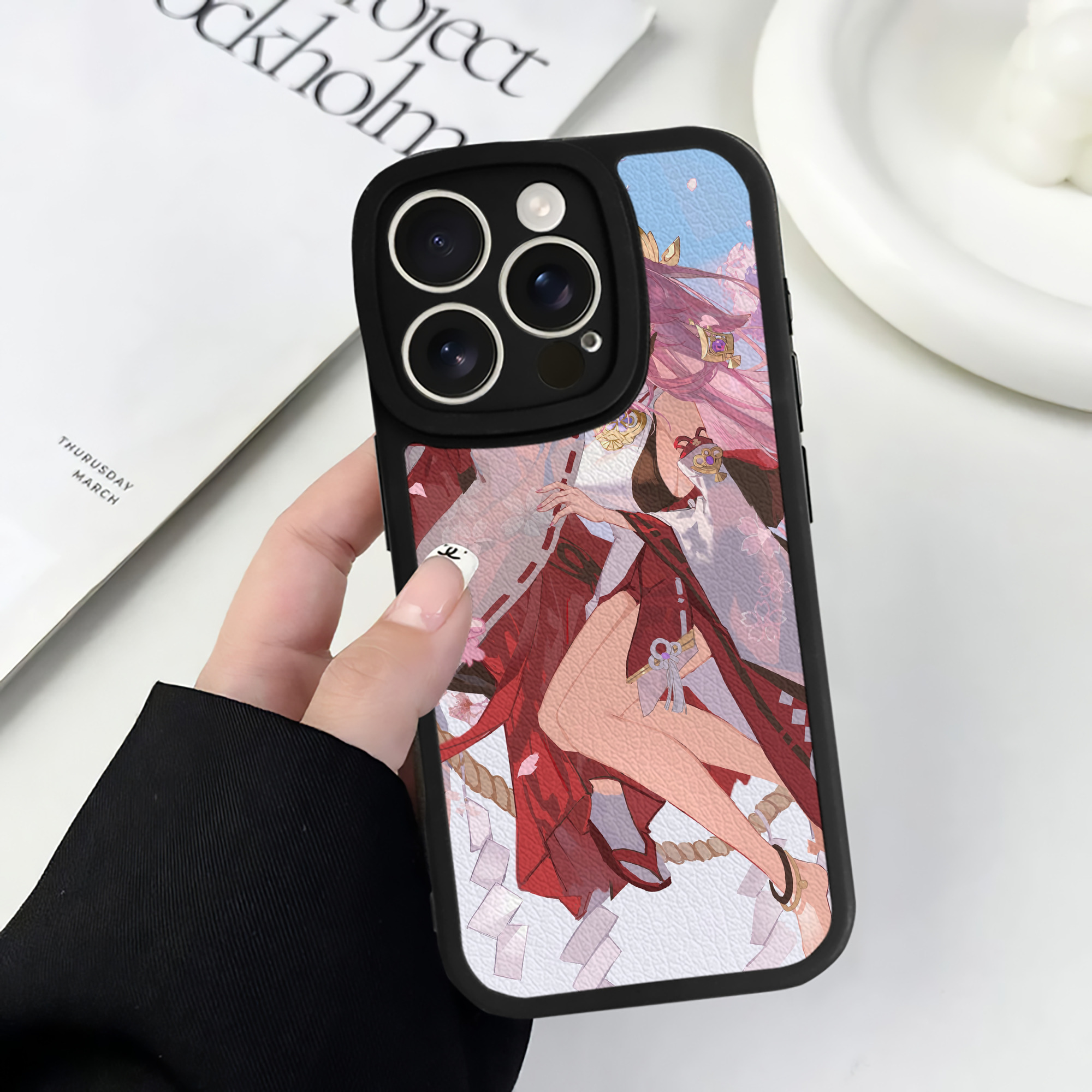 げんし神 genshin 【iPhone 16シリーズ対応】シリコンスマホケース（レザー調） 材質：シリコン